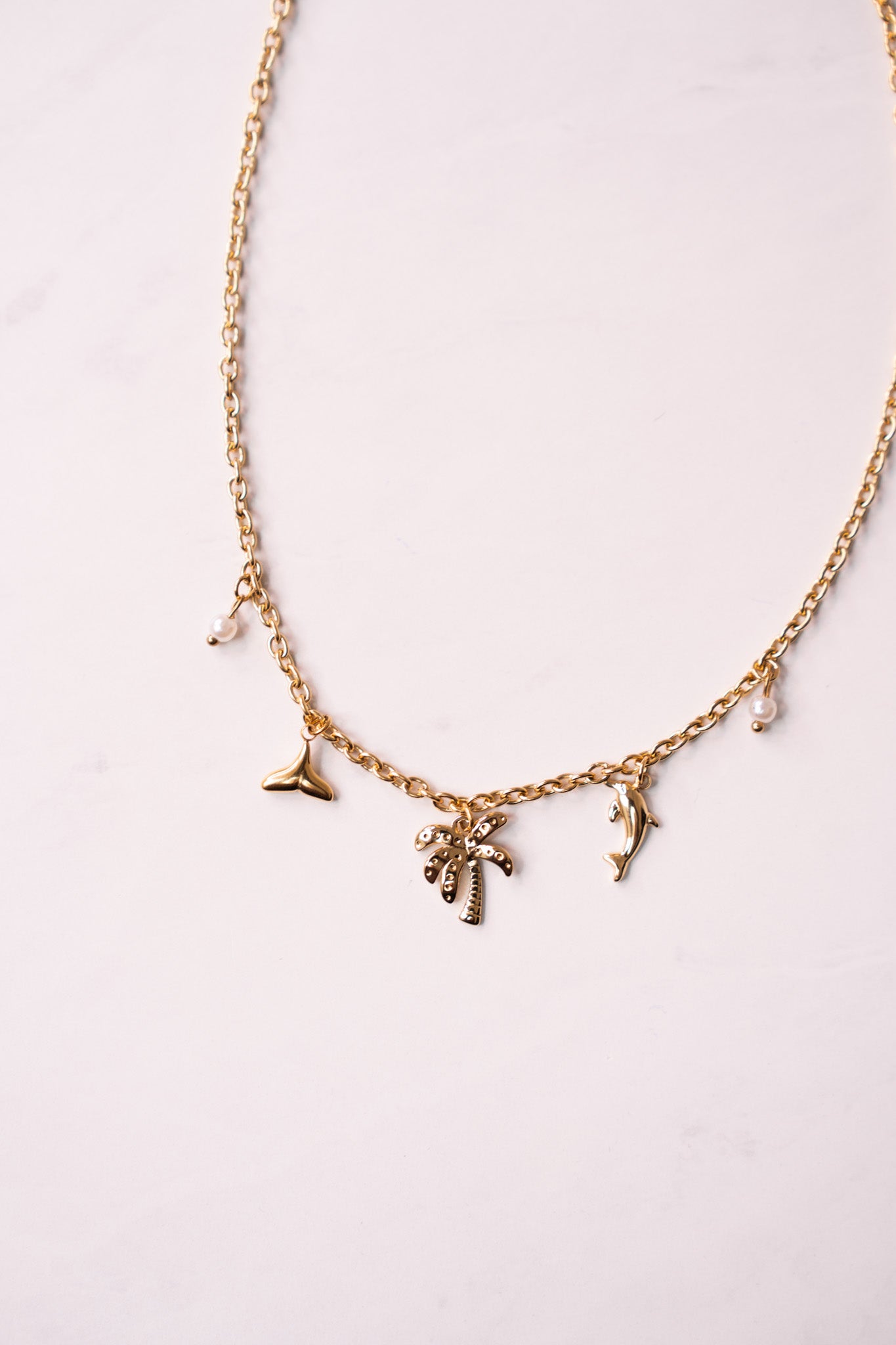 Olive Palm Tree Necklace In Gold