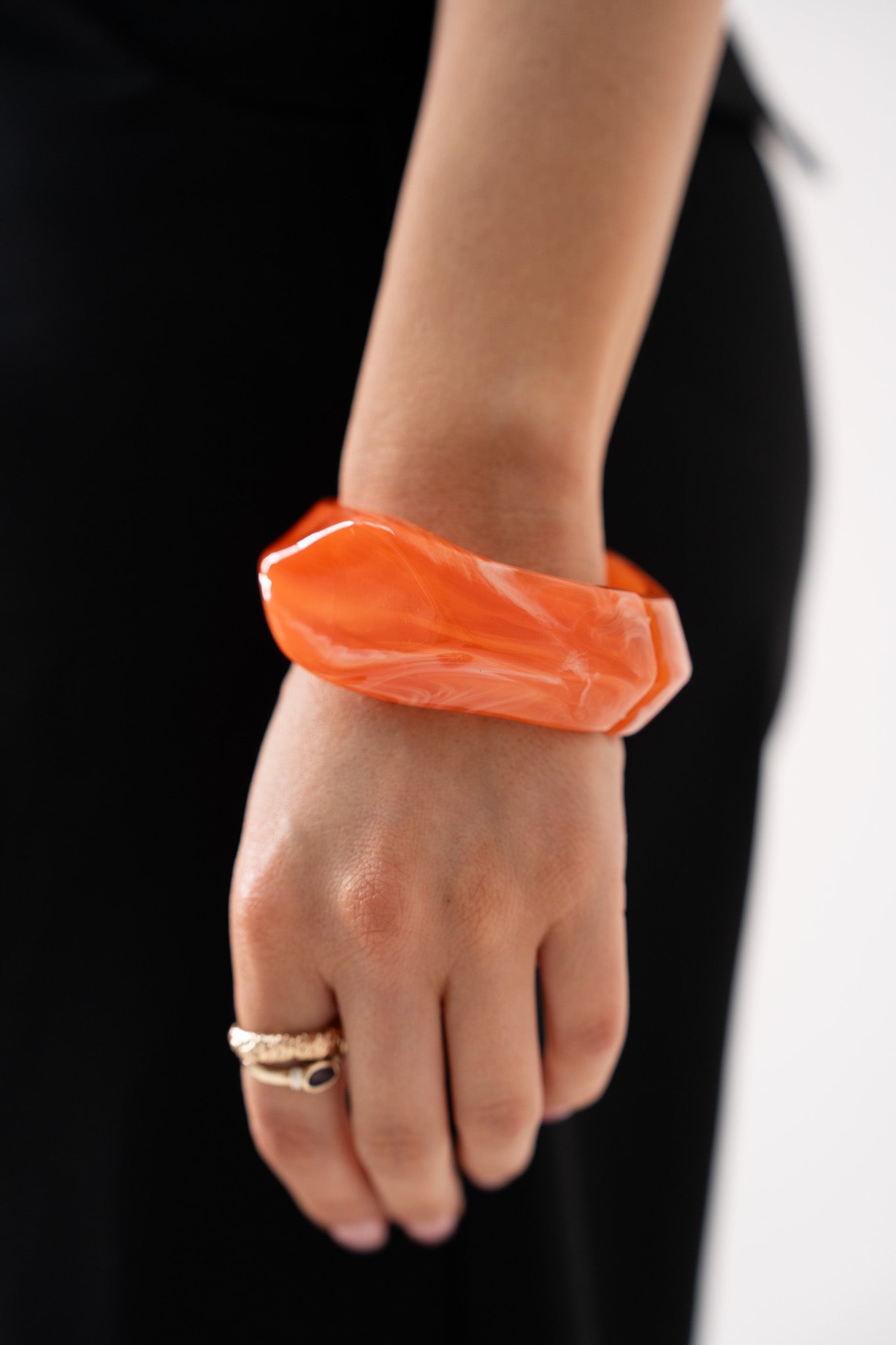 Olive Resin Bangle In Orange