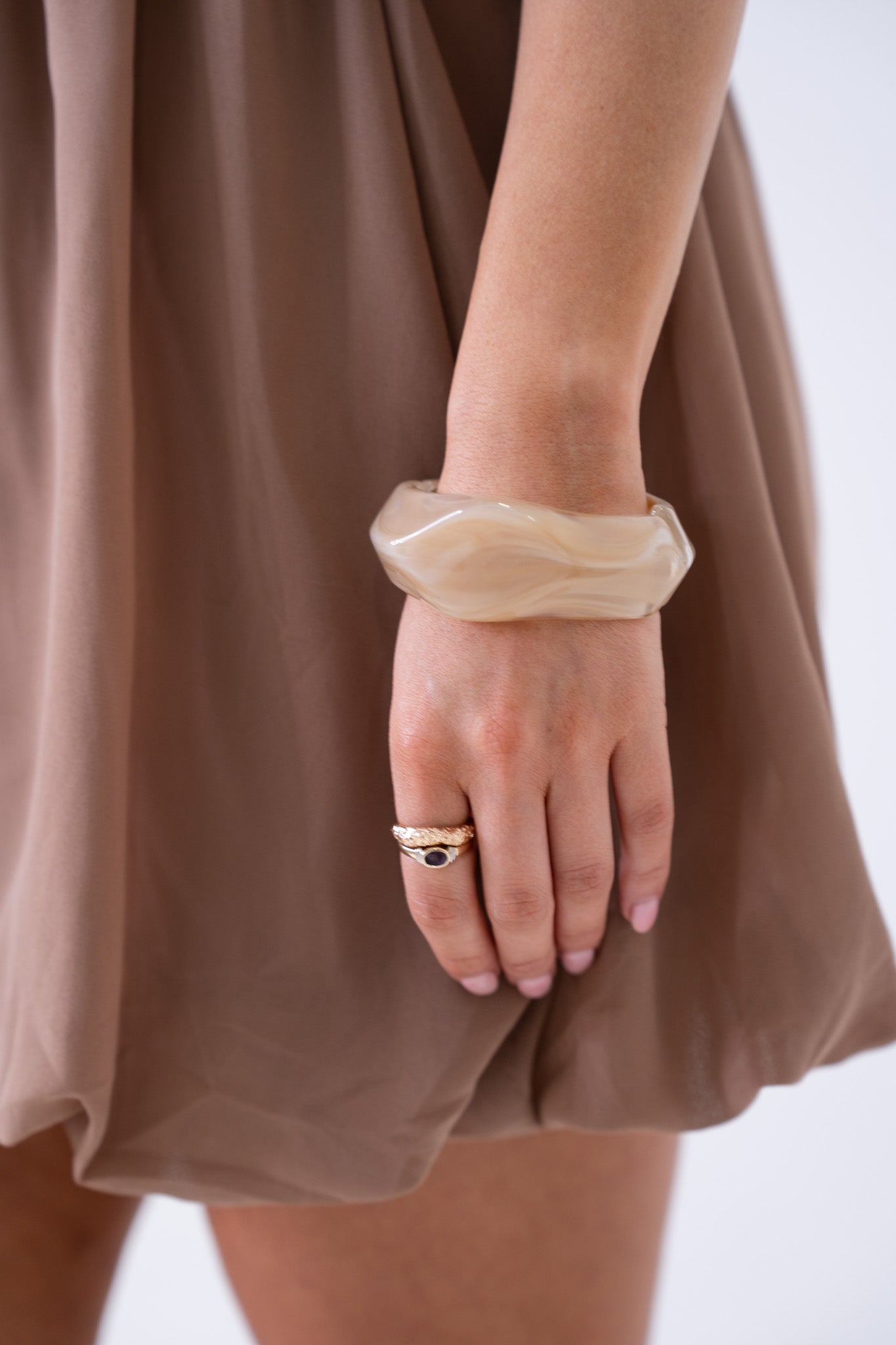 Olive Resin Bangle In Taupe