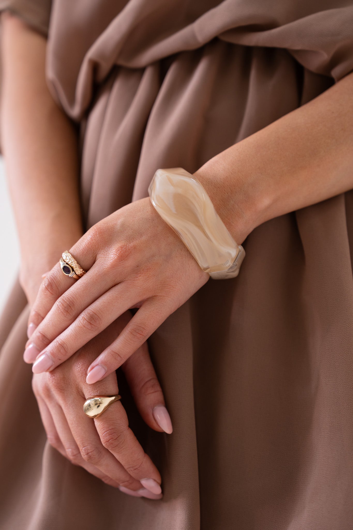 Olive Resin Bangle In Taupe