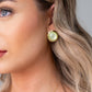 Olive Round Stone Earrings In Green