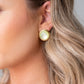 Olive Round Stone Earrings In Green