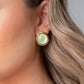 Olive Round Stone Earrings In Green