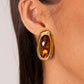 Olive Tiger Eye Earrings In Gold