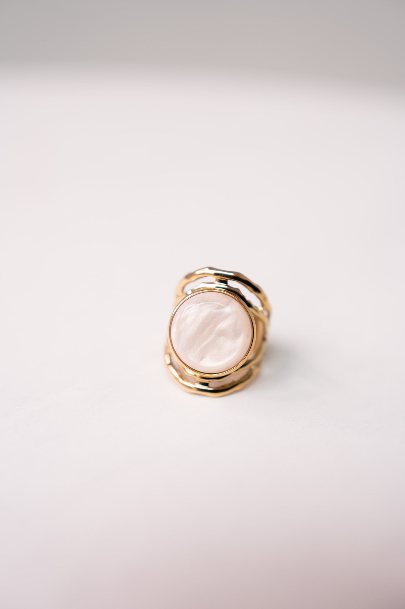 Olive White Stone Layered Ring In Gold