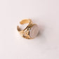 Olive White Stone Layered Ring In Gold