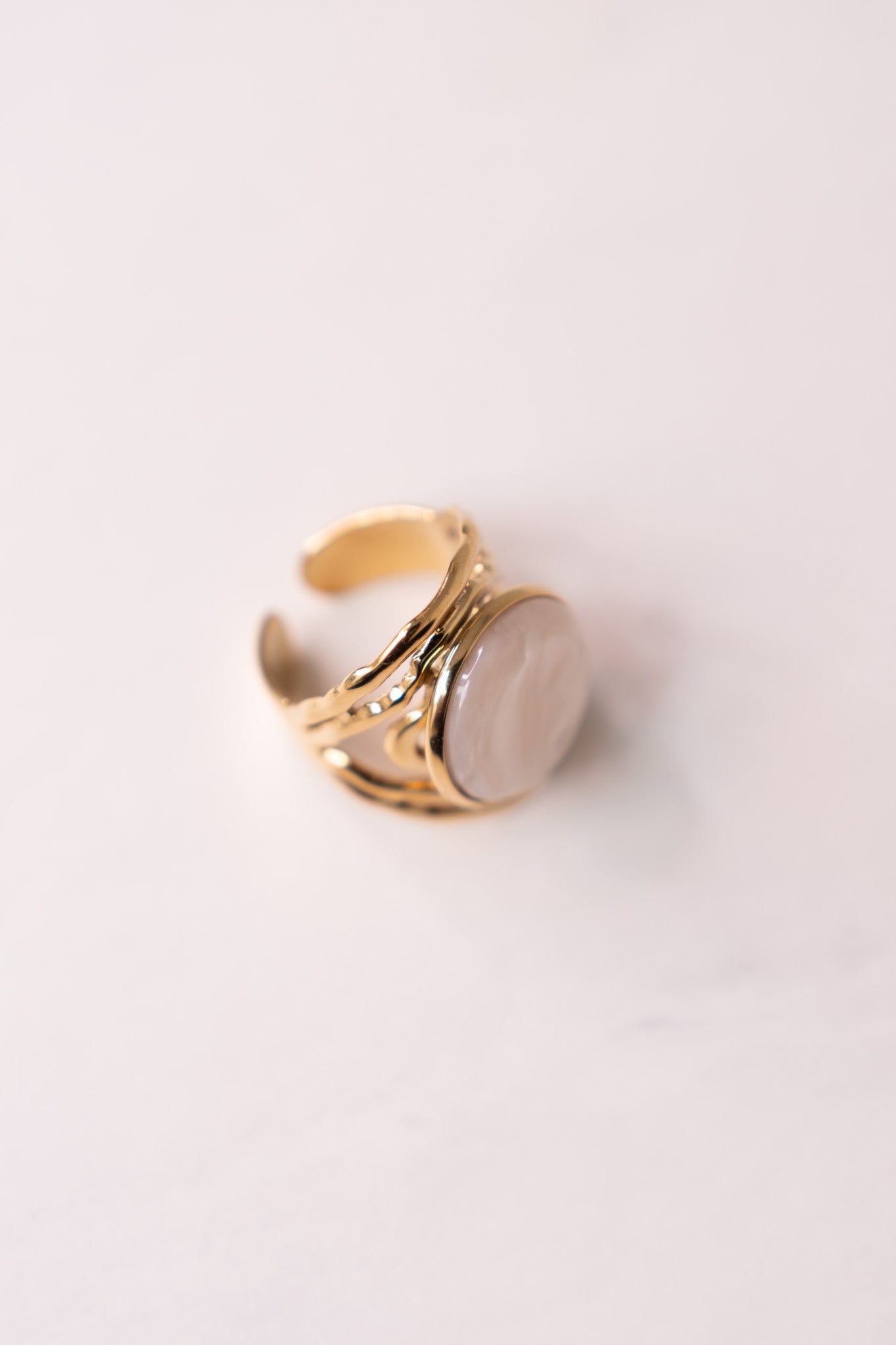 Olive White Stone Layered Ring In Gold