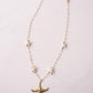 Olive White Beaded Starfish Necklace In Gold