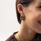 Olive Striped Enamel Earrings In Taupe