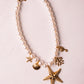 Olive Chunky Pearl Charm Necklace In Gold