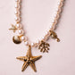 Olive Chunky Pearl Charm Necklace In Gold