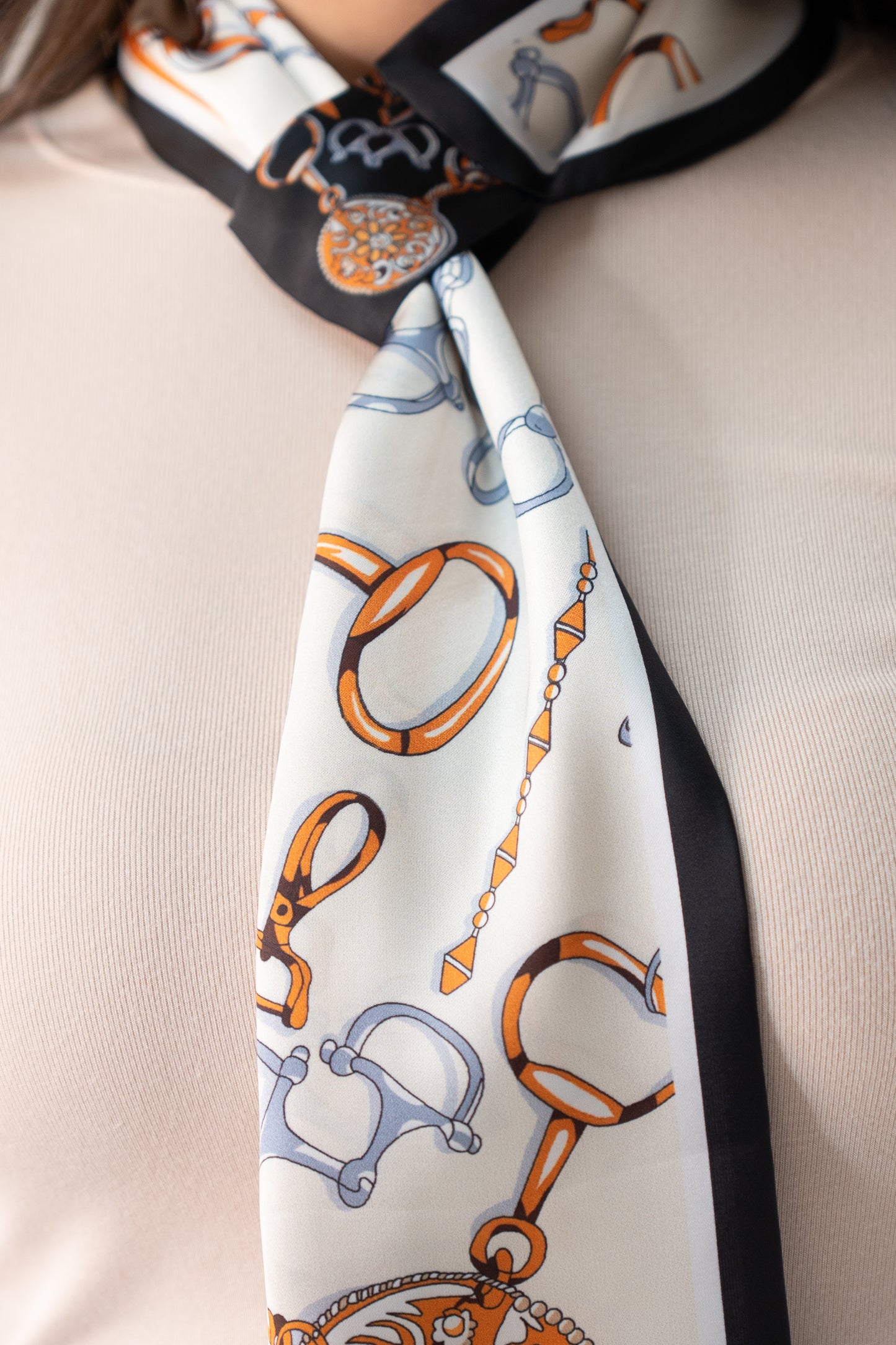 Orla Chain Print Neck Scarf In Black Mix