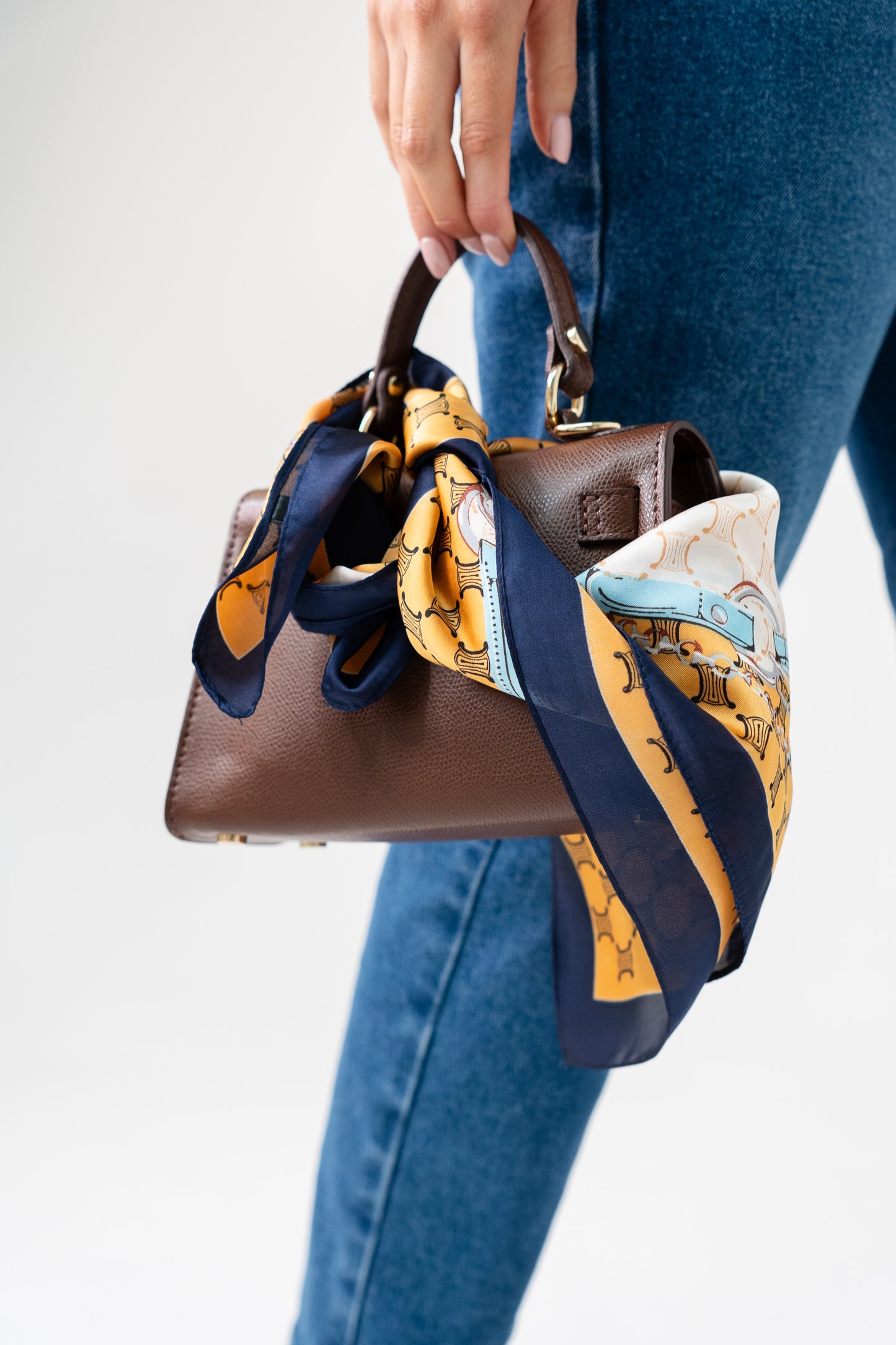 Orla Chain Print Neck Scarf In Navy Mix