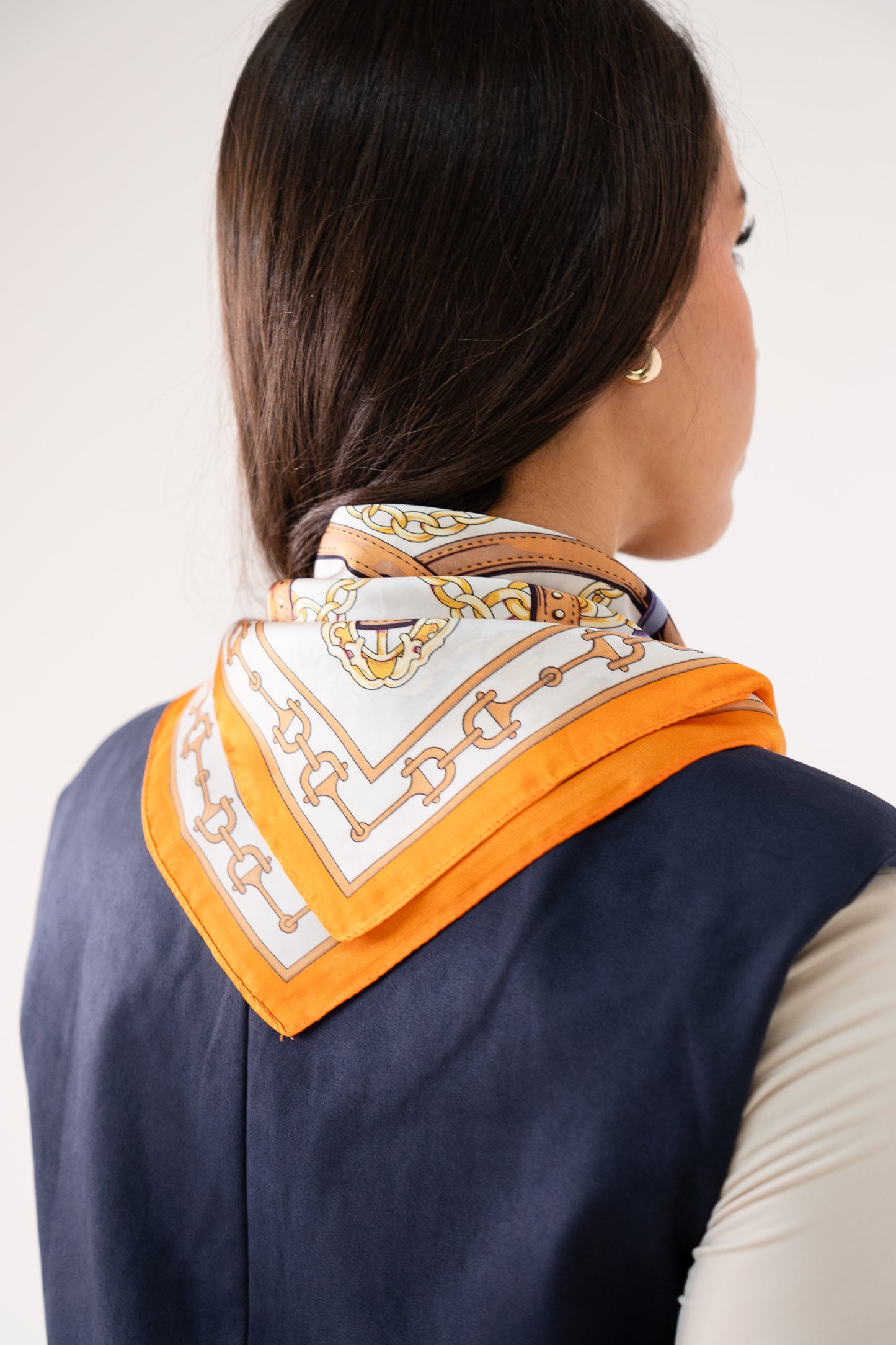 Orla Chain Print Neck Scarf In Orange Mix