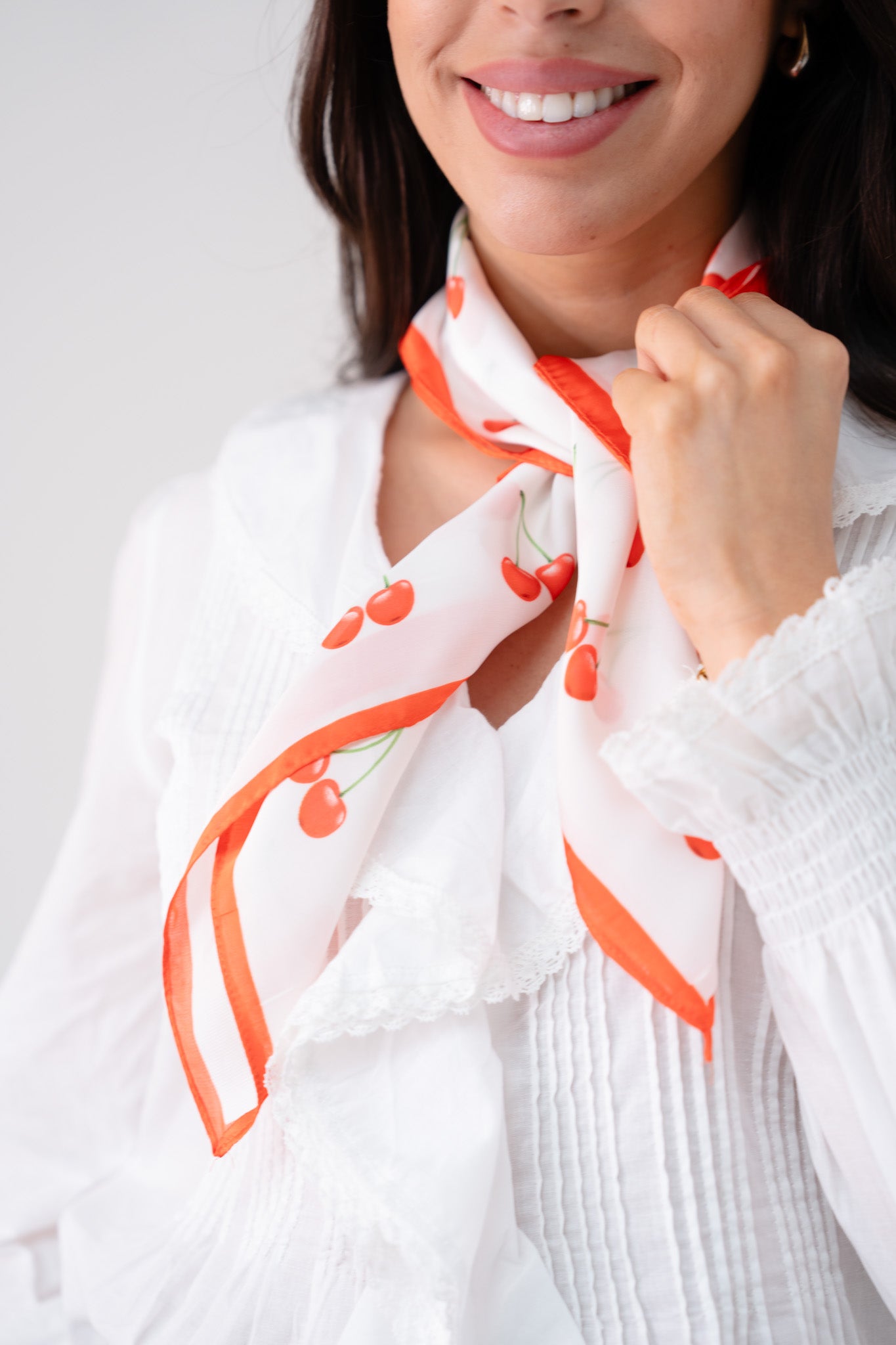 Orla Cherry Print Neck Scarf In Red