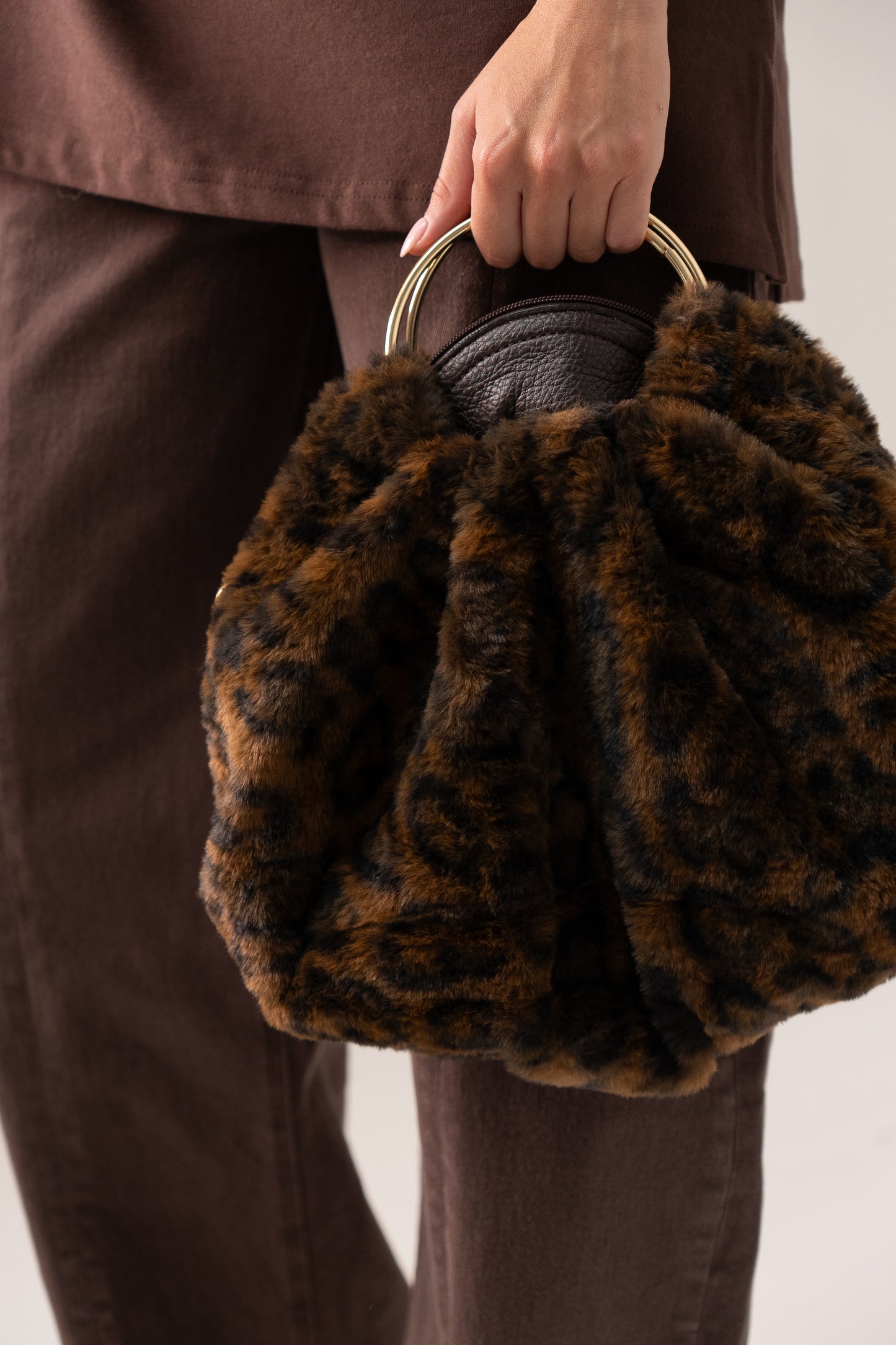Orla Faux Fur Bag In Leopard Print
