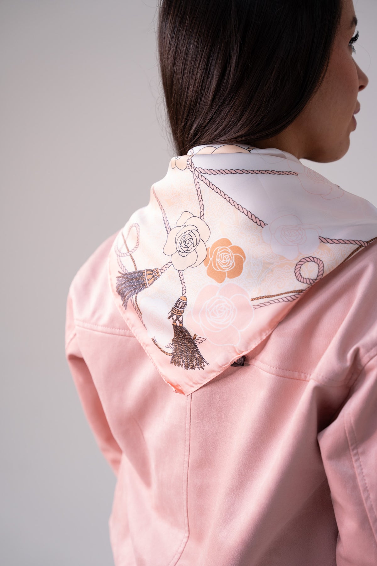 Orla Floral Print Neck Scarf In Pale Pink