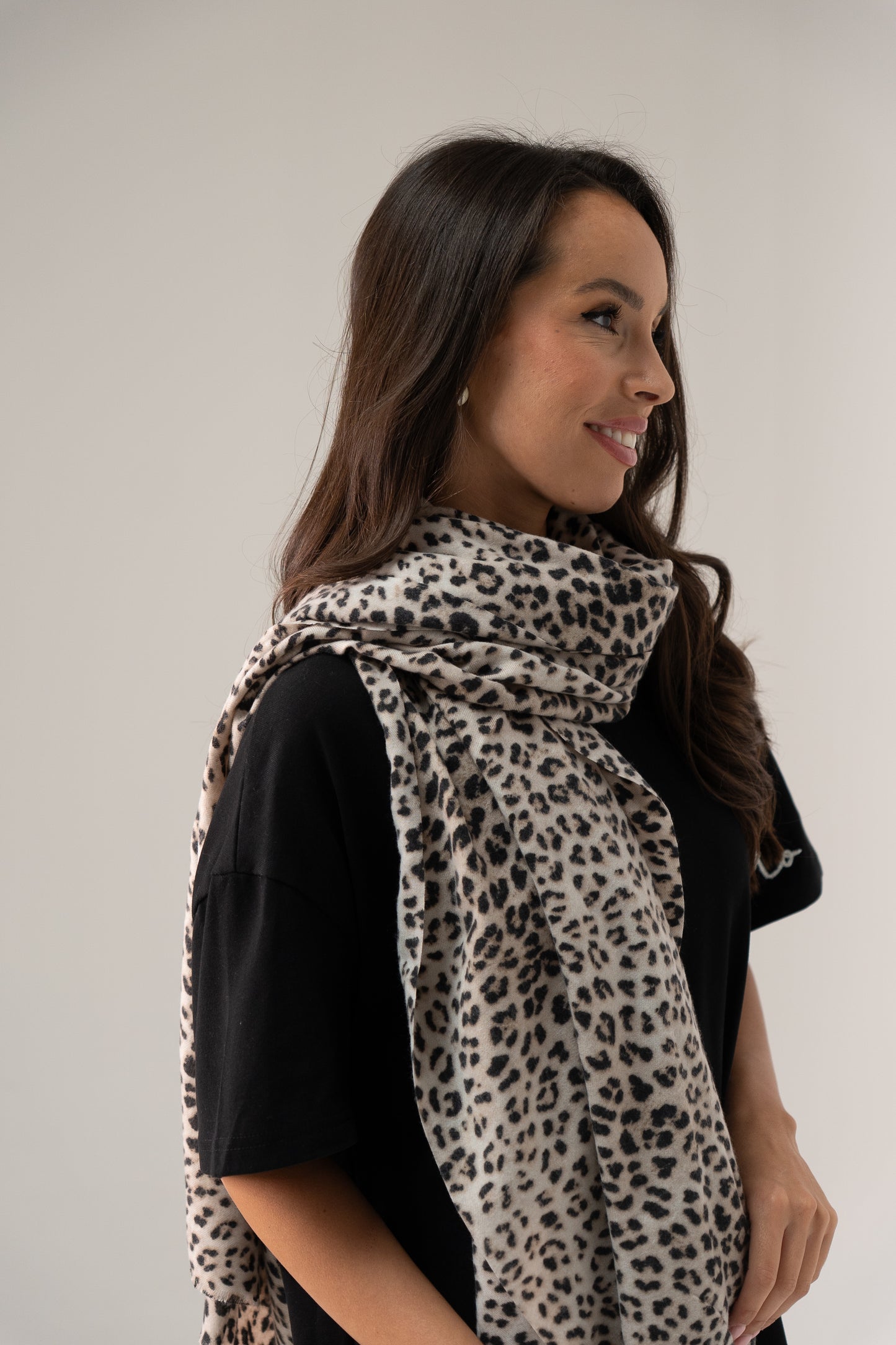 Orla Leopard Print Scarf In White