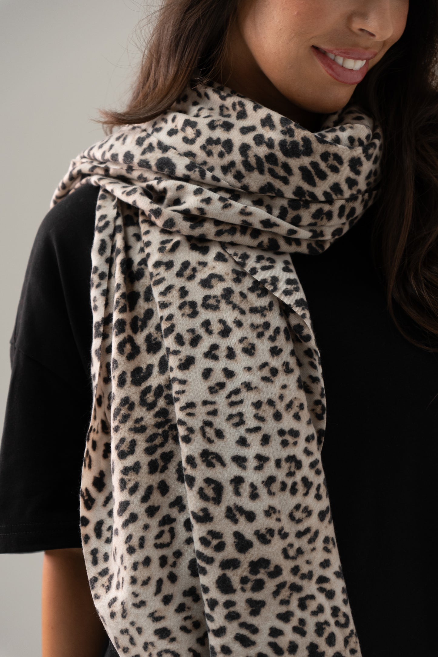 Orla Leopard Print Scarf In White