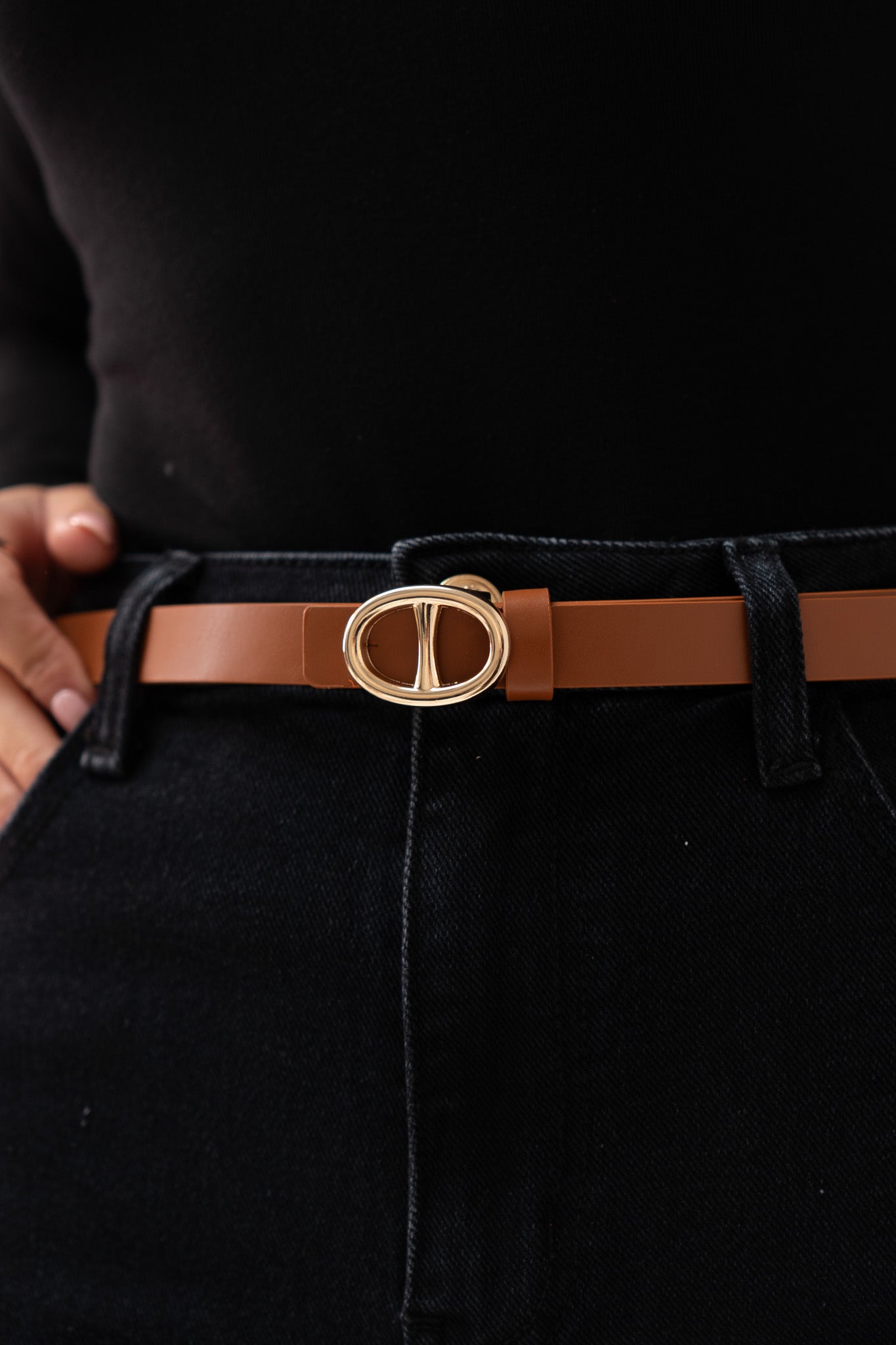 Orla Oval Buckle Belt In Camel