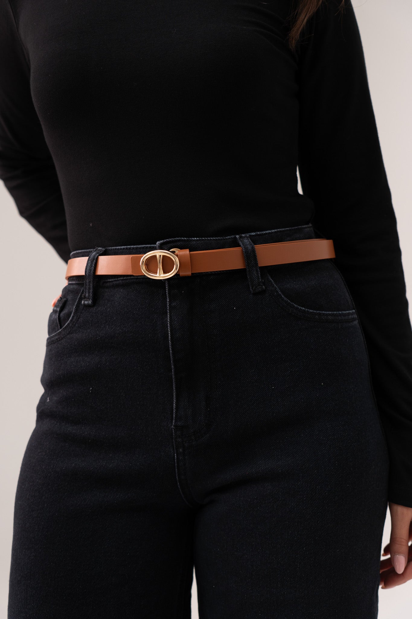 Orla Oval Buckle Belt In Camel