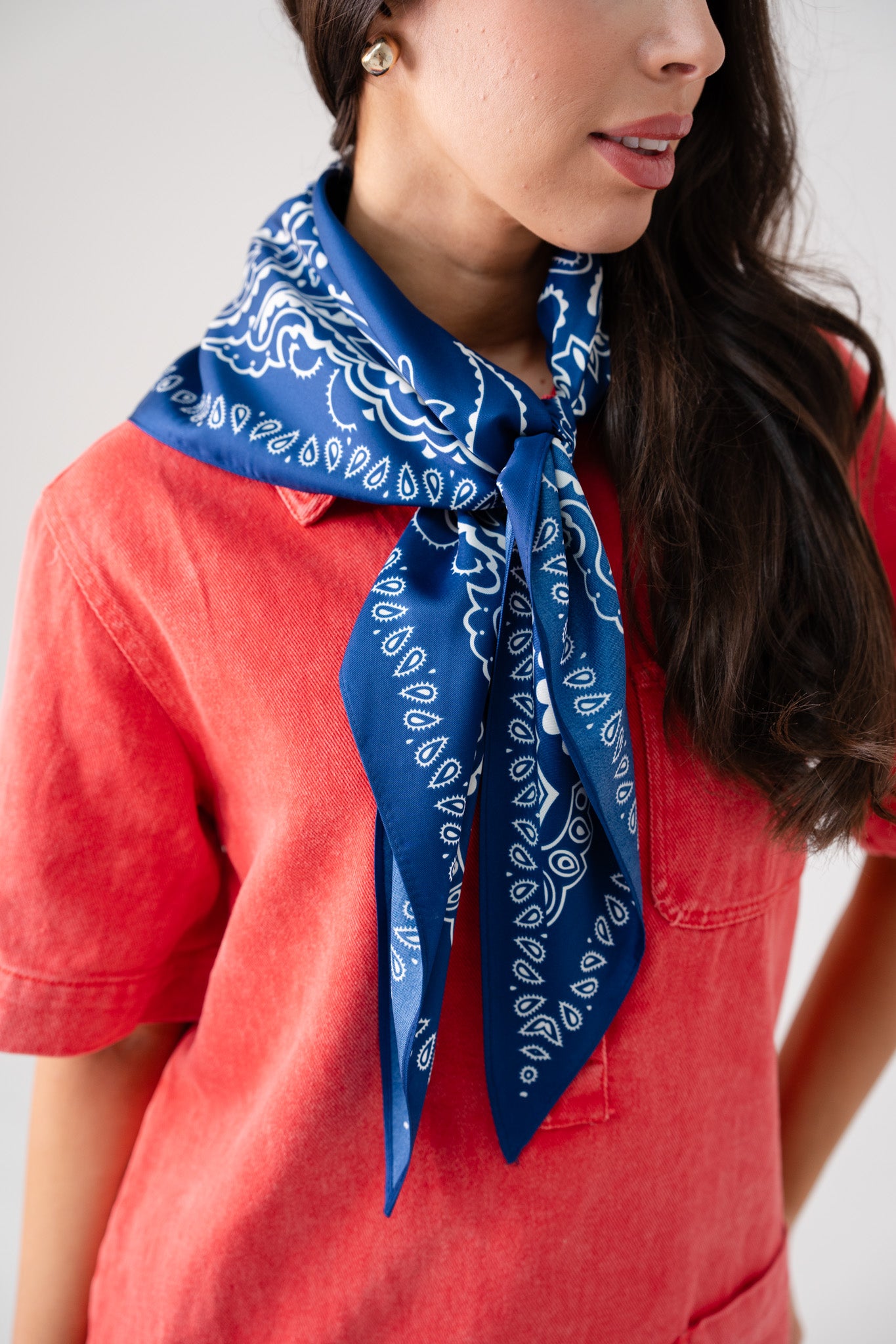 Orla Paisley Print Neck Scarf In Blue