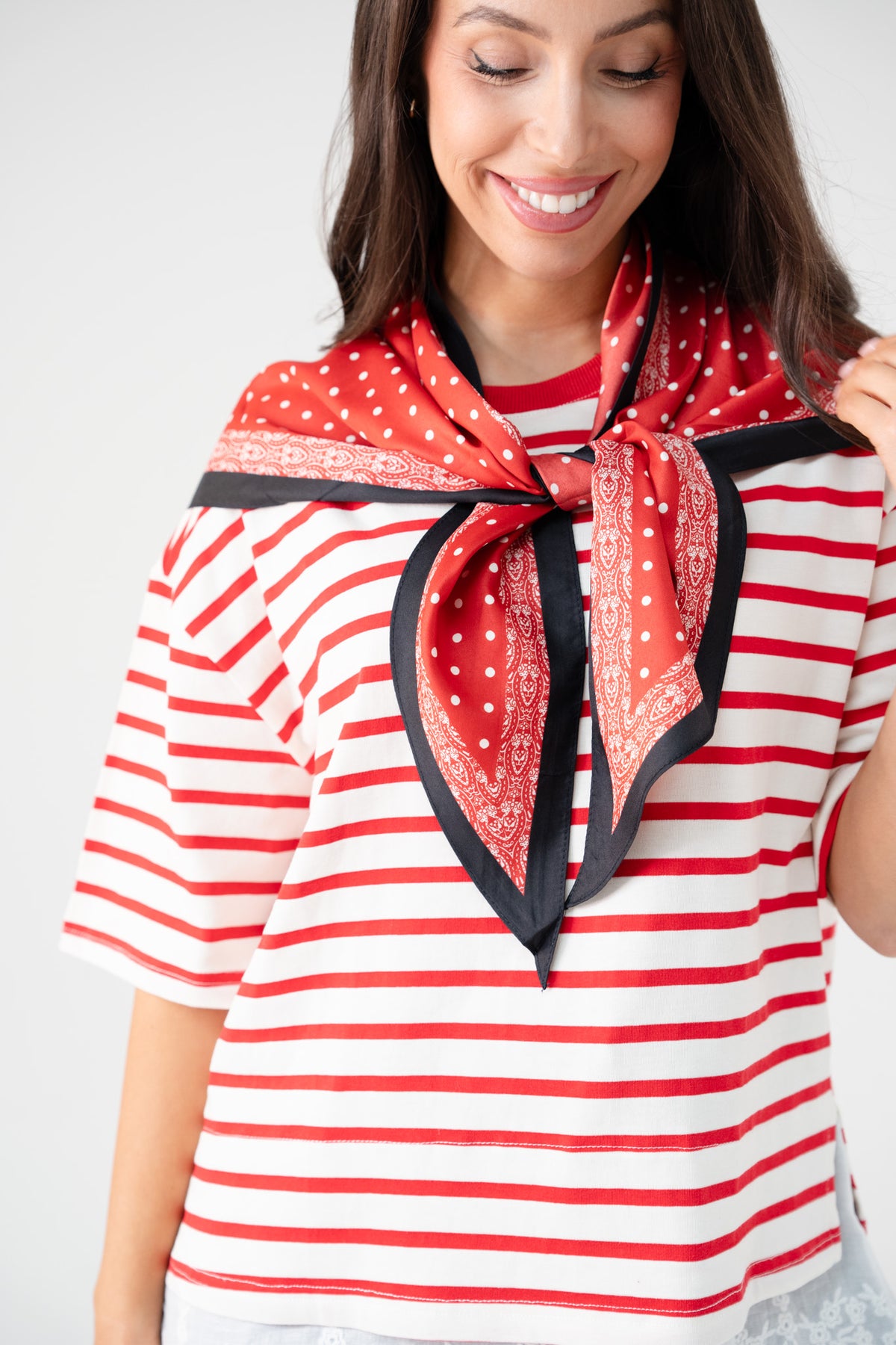 Orla Polka Dot Neck Scarf In Red