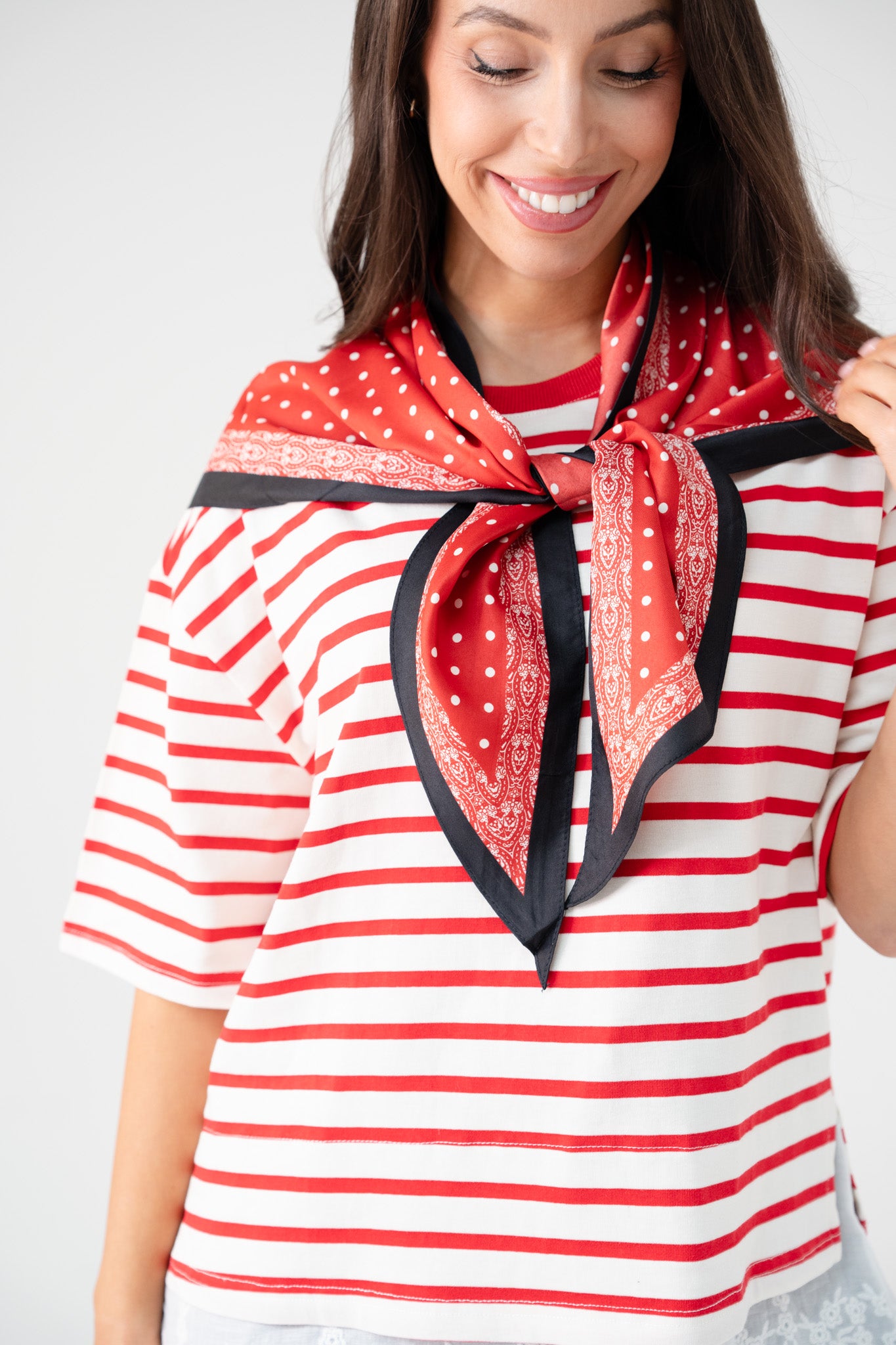 Orla Polka Dot Neck Scarf In Red