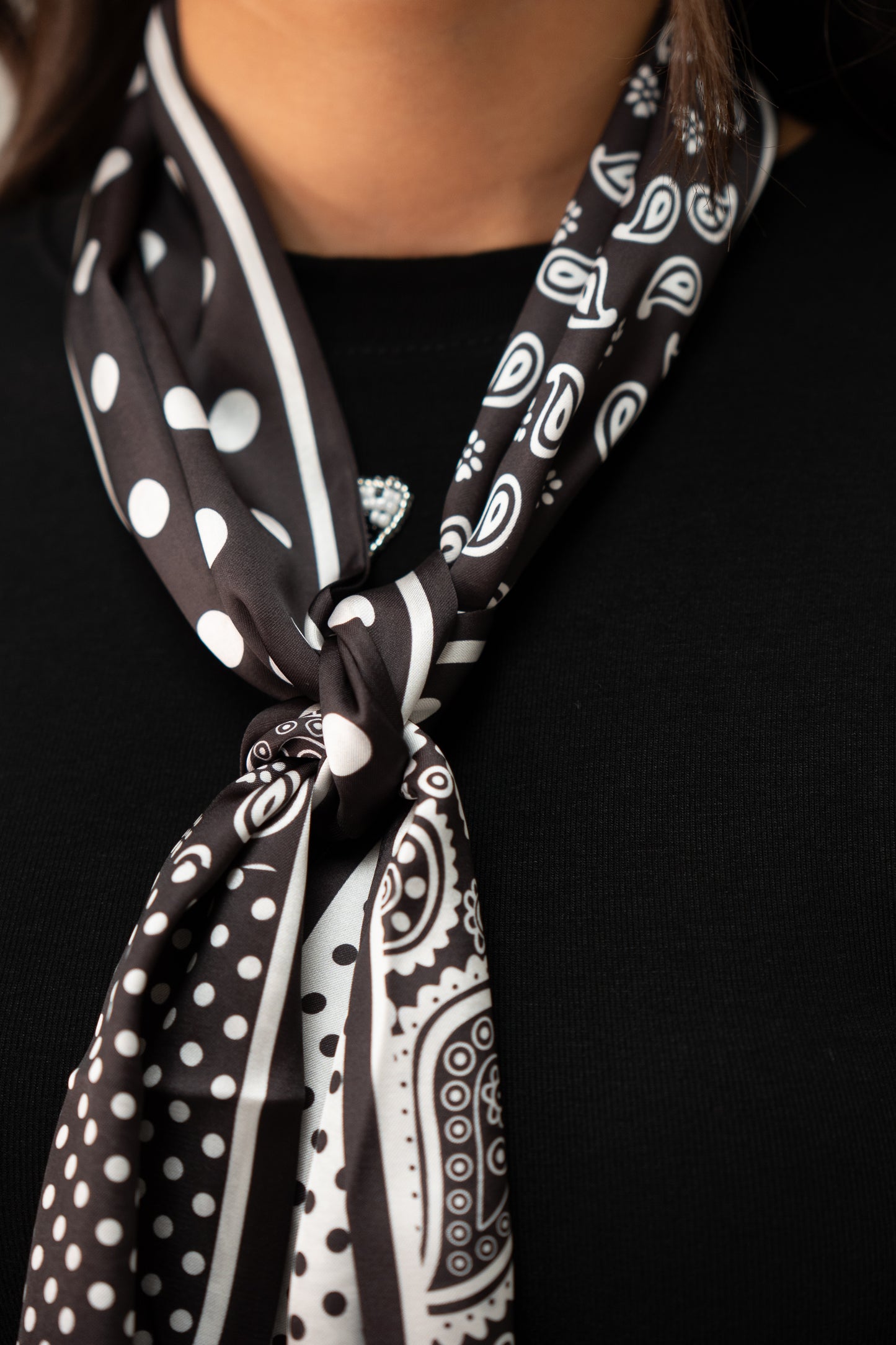 Orla Polka Dot Neck Scarf In Monochrome