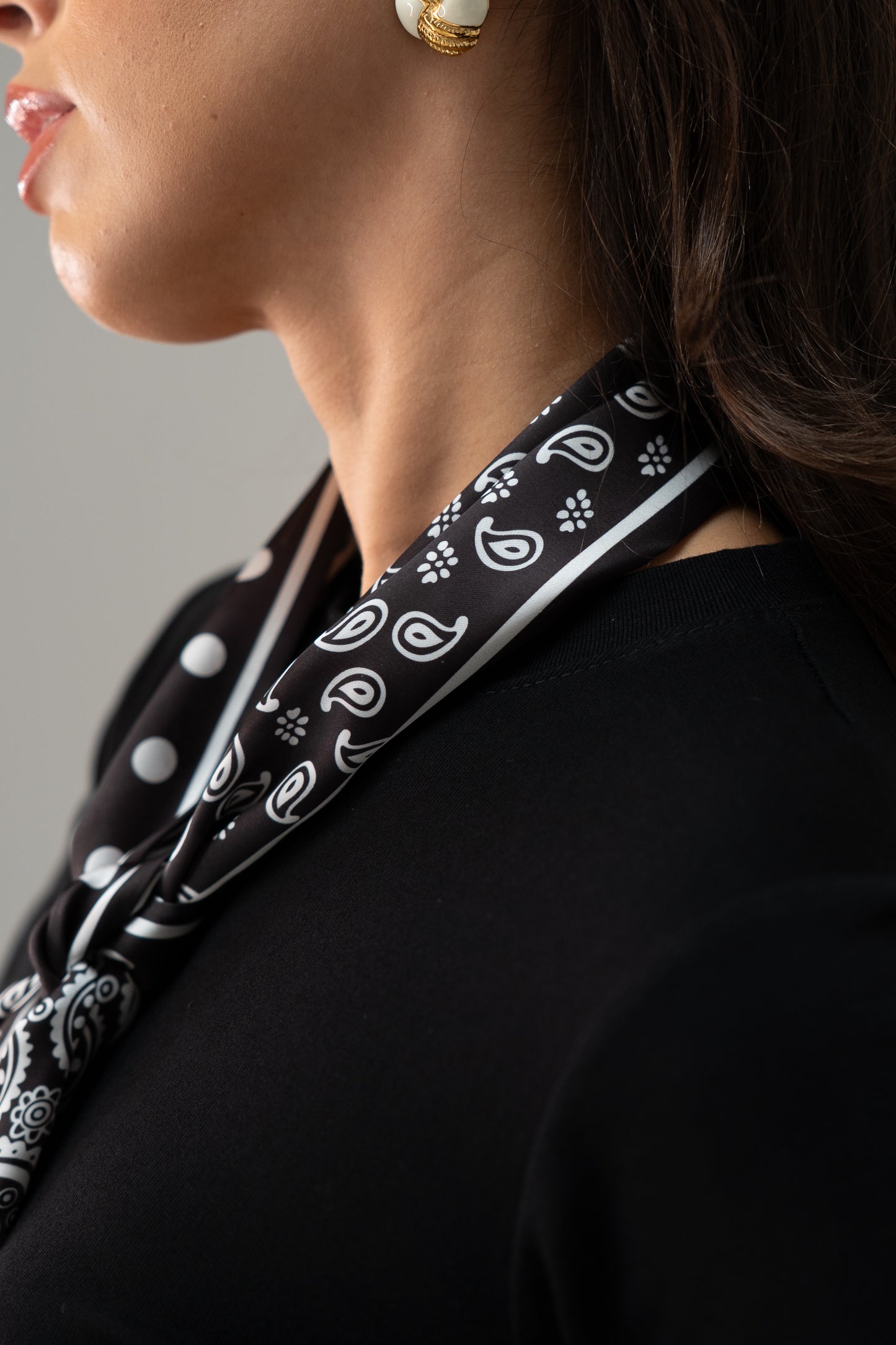 Orla Polka Dot Neck Scarf In Monochrome