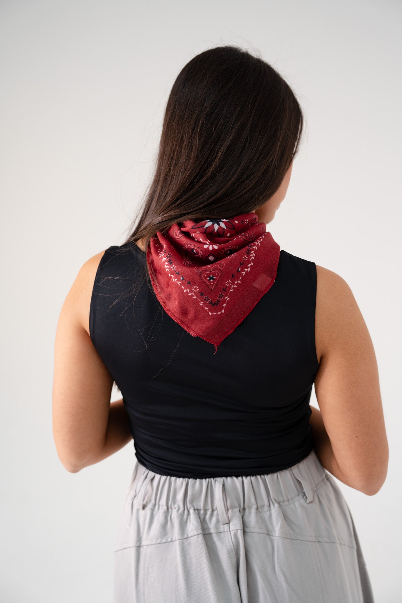Orla Printed Cotton Scarf In Bordeaux Mix