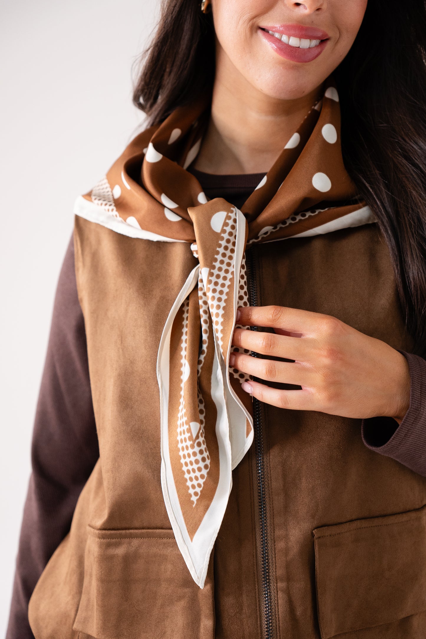 Orla Spotted Neck Scarf In Coffee Mix