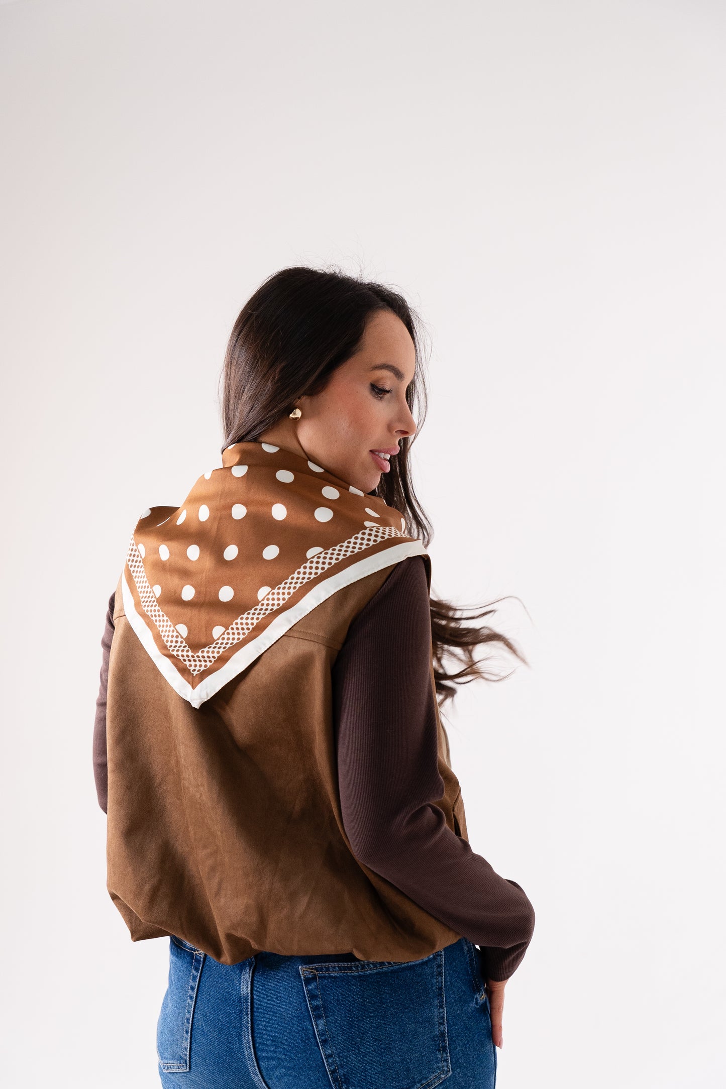 Orla Spotted Neck Scarf In Coffee Mix