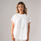 Paige Pleat Front Blouse In White