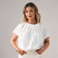 Paige Pleat Front Blouse In White