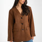 Paige Collarless Blazer In Camel