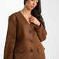 Paige Collarless Blazer In Camel