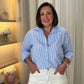 Danni Stripe Shirt With Bow In Blue