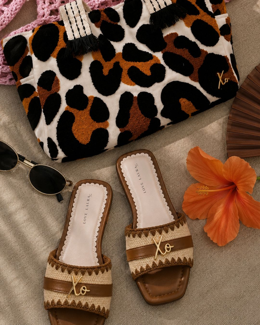 Love Laura Sliders In Tan