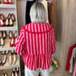 Megan Stripe Shirt In Red & Pink