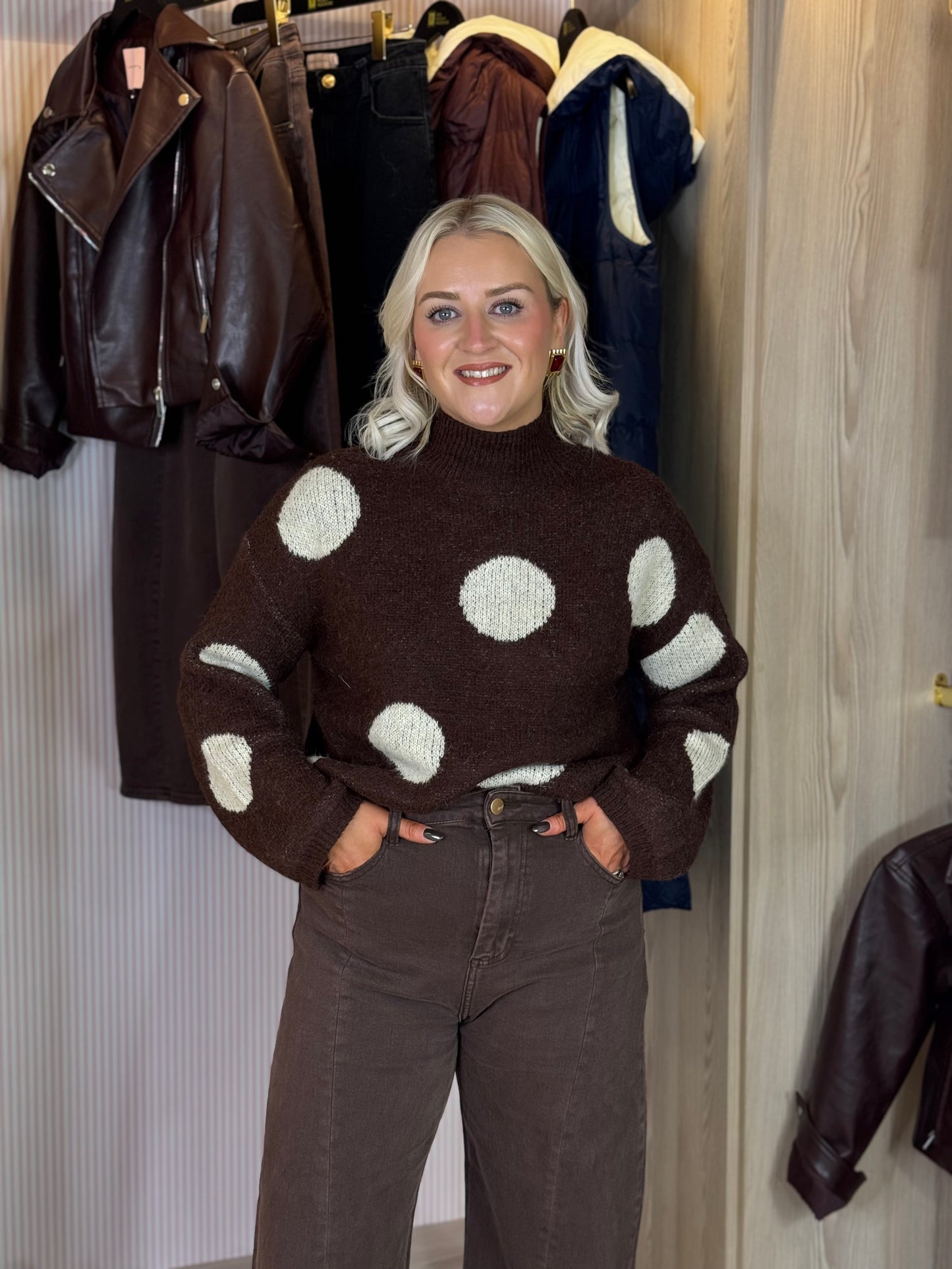 Millie Spotted Jumper In Coffee