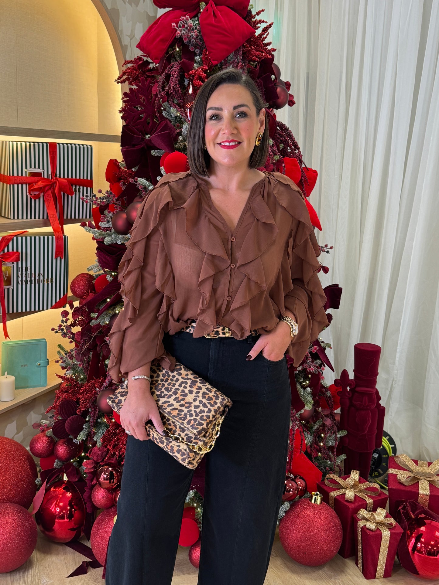 Millie Ruffle Blouse In Coffee