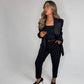 Love Laura Tuxedo Power Blazer In Black