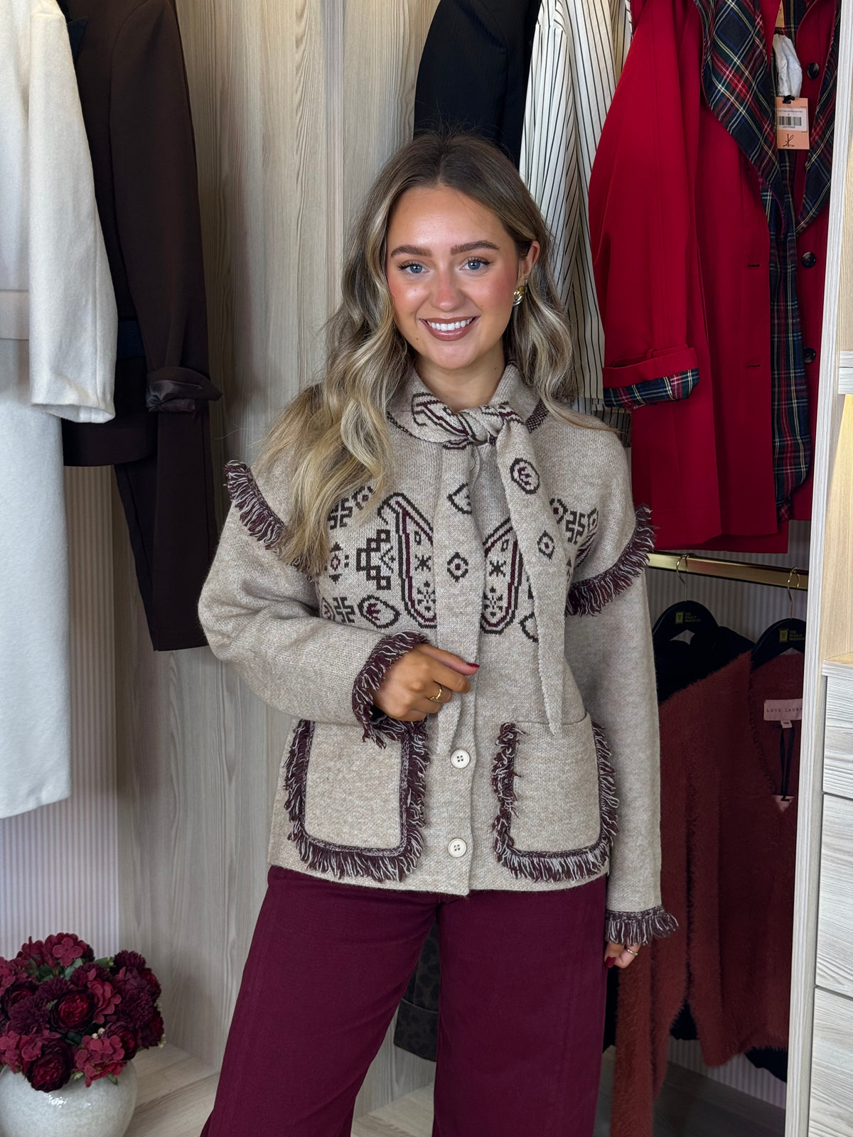Kendra Fringed Jacket In Taupe