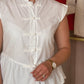 Kiera Mandarin Collar Peplum Top In White