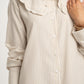 Polly Frill Collar Dress In Beige Stripe