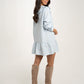 Polly Frill Collar Dress In Blue Stripe