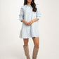 Polly Frill Collar Dress In Blue Stripe