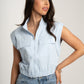 Polly Sleeveless Cargo Jacket In Blue