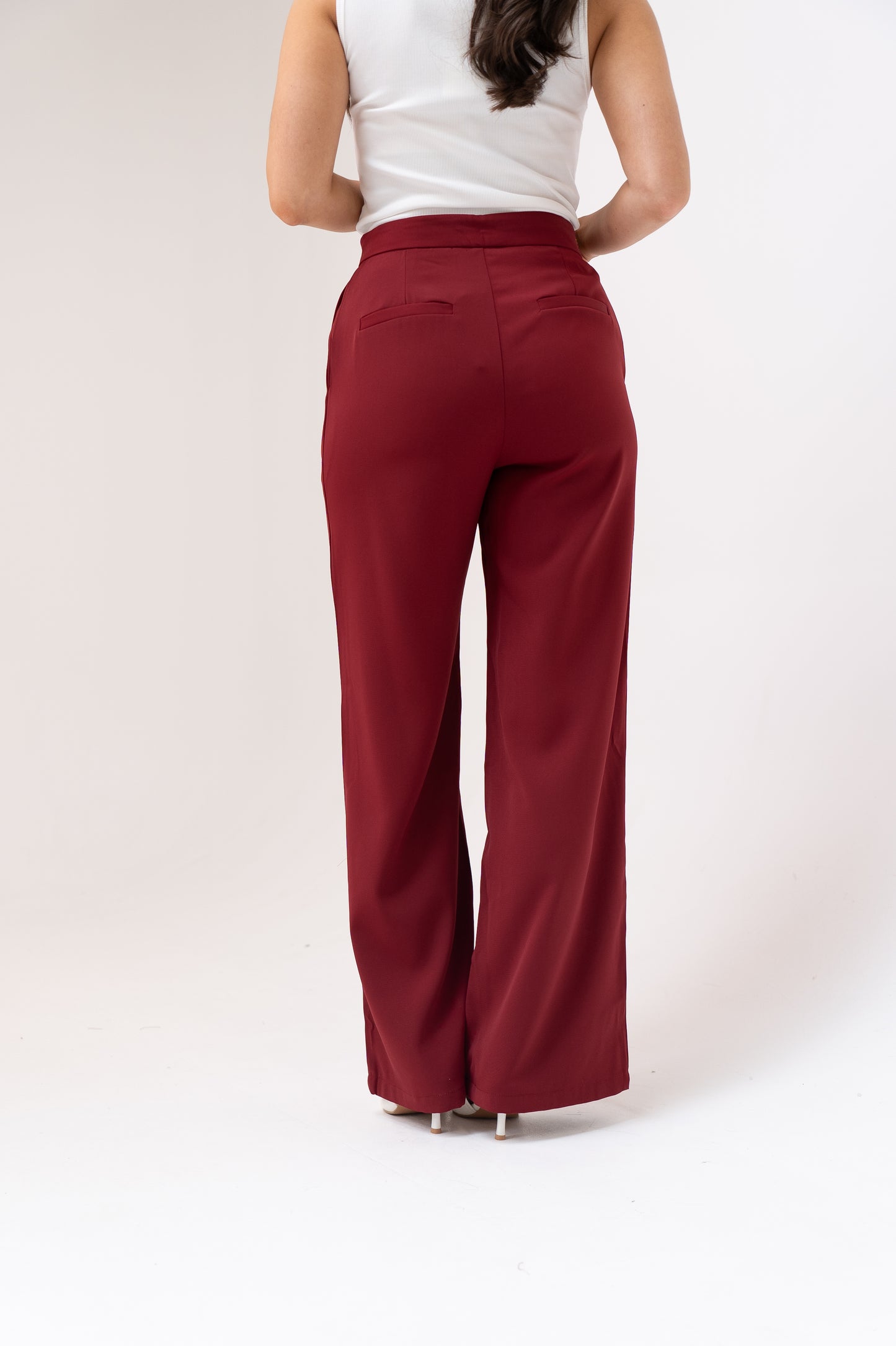 Polly Straight Leg Trousers In Bordeaux